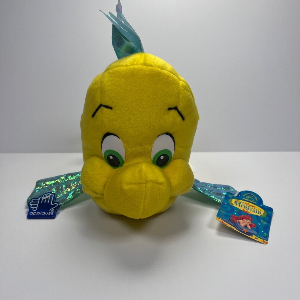 Applause Flounder Plush Disney Unisex OS Yellow The Little Mermaid Vintage NWT
